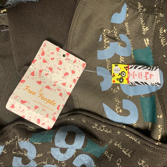 Free People Scripted Print Wide Open Neck Henley Top - Picture 4 of 6